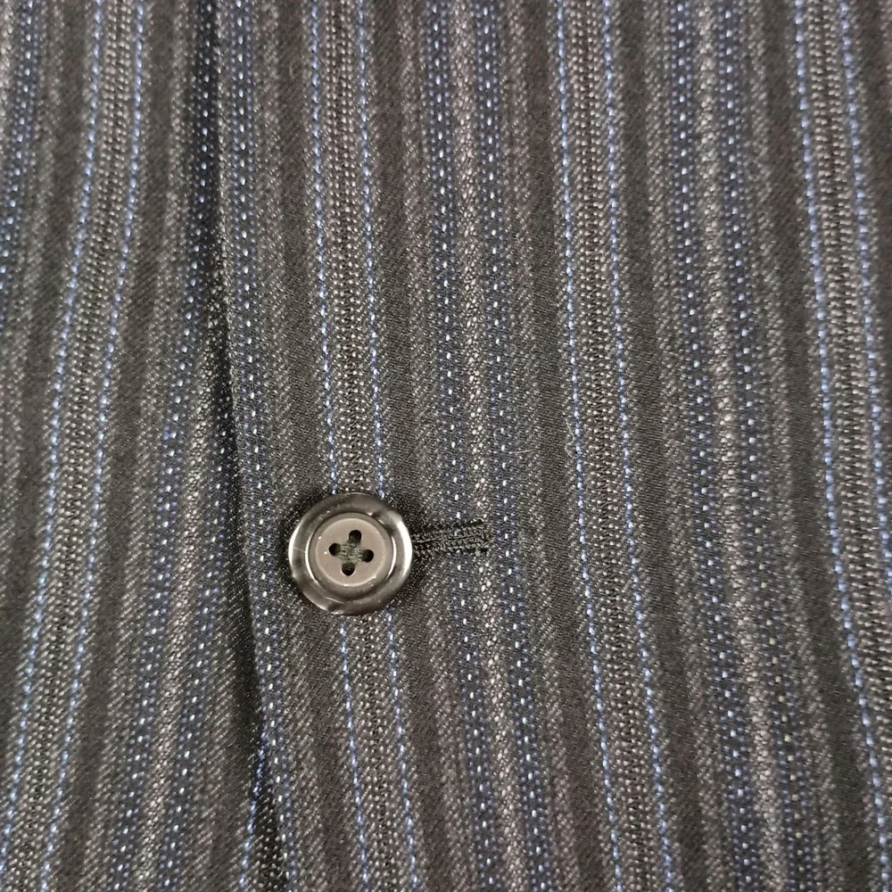 Vintage Ermine Suitings 36R Mens Black Blue Pinstripe 2-Button Tailored Blazer